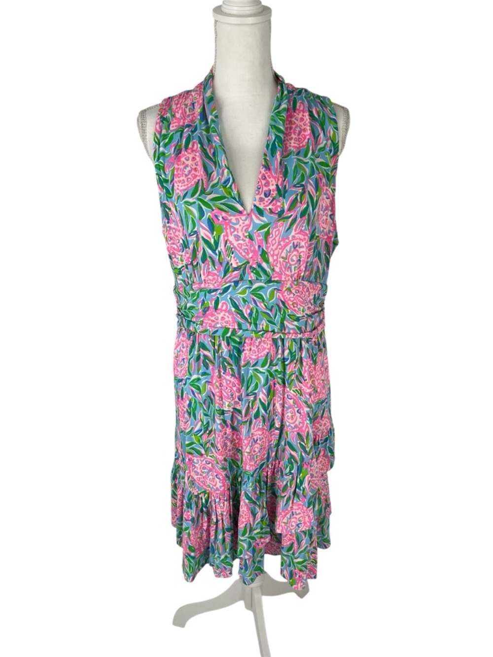 Lilly Pulitzer Annalise Dress XL Turtley in Love Frenchie Blue Sea Turtle